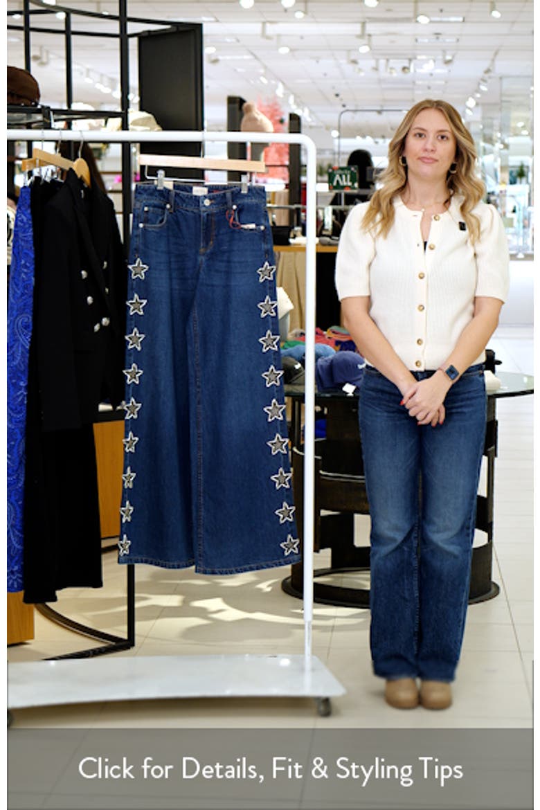 Amazing Embellished Star Cutout Wide Leg Jeans video