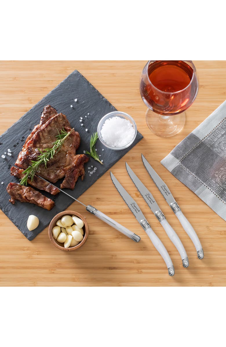 FRENCH HOME Set of 4 Steak Knives, Alternate, color, Pearlized White