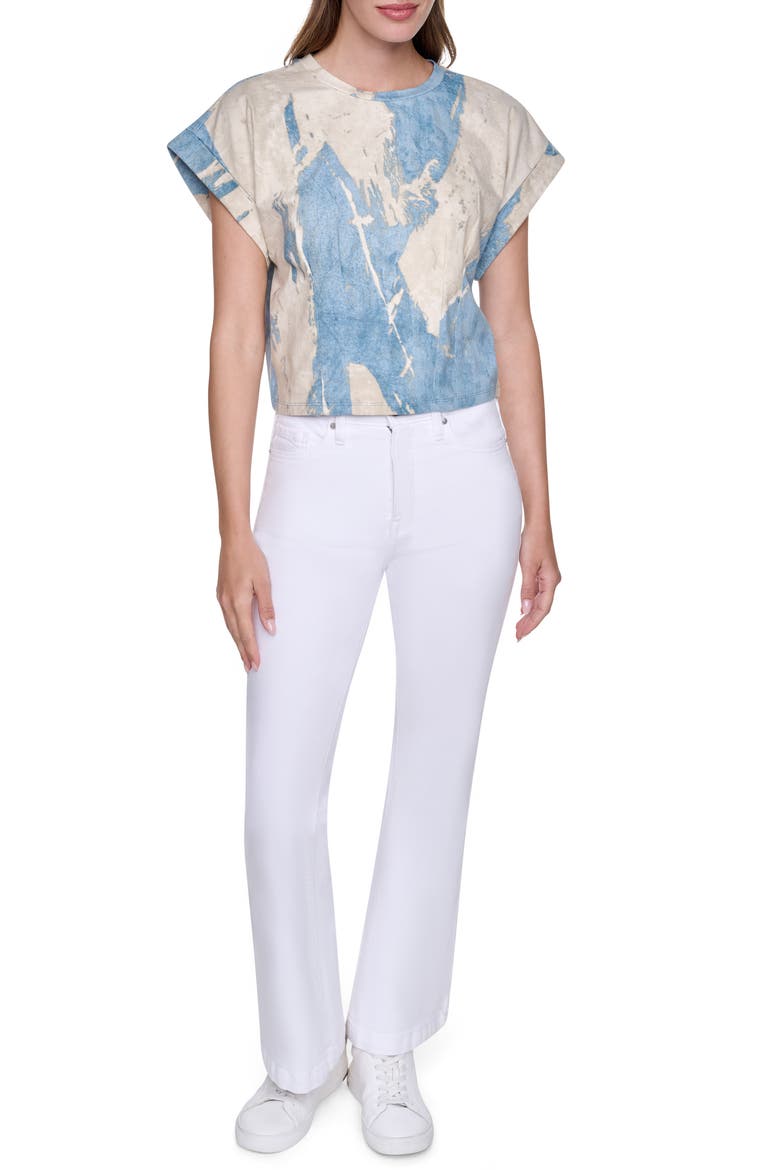 Dolman Sleeve Pleated Crop Top, Alternate, color, CAMEO BLU BRUSHSTROKE