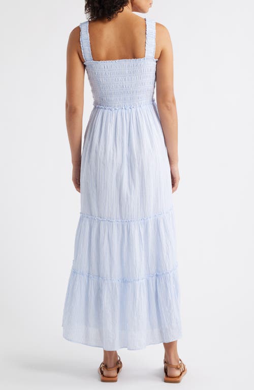 Lilly Pulitzer Hadly Smocked Maxi Dress In Jacaranda Blue Oxford Stripe