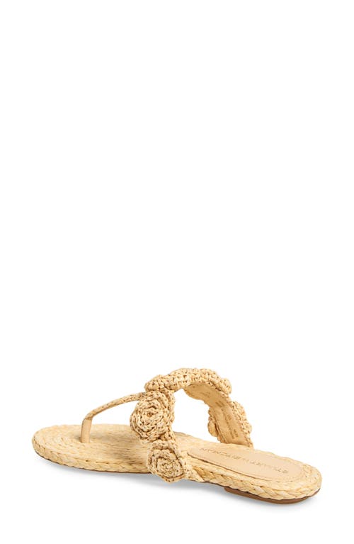 Stuart Weitzman Floral Braided Open Toe Flat Sandals In Natural