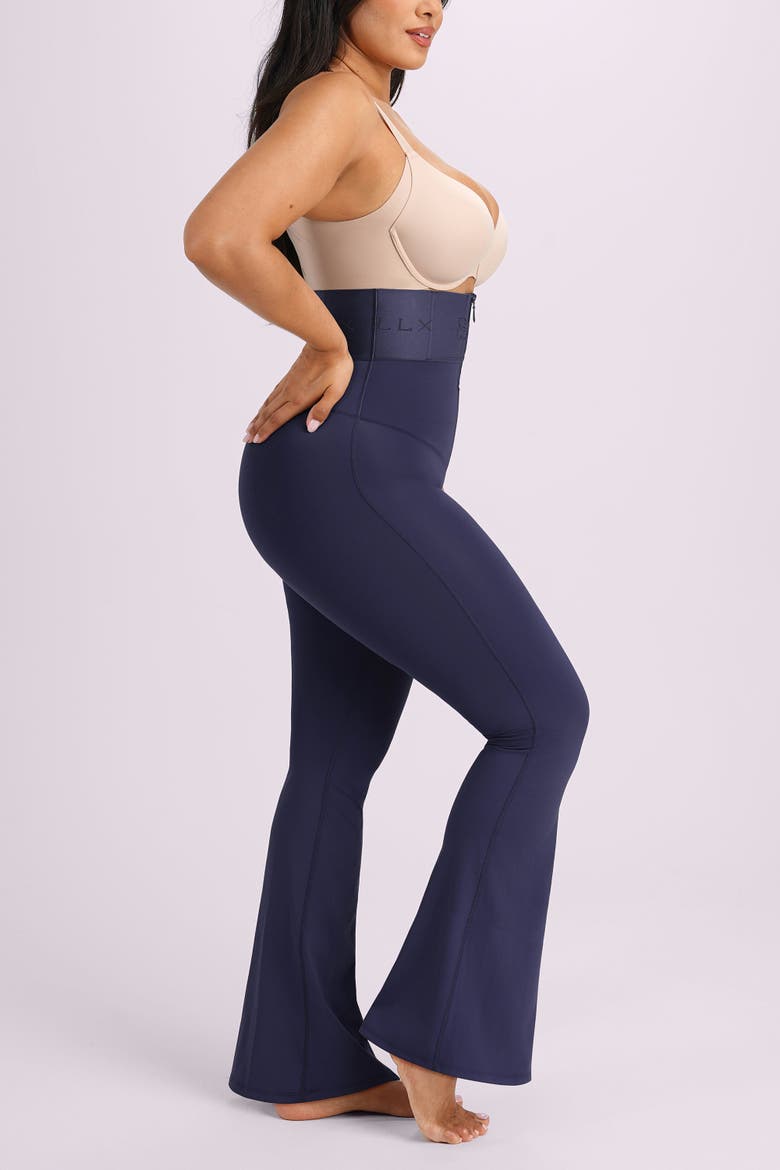 High Waist Tummy Control Front Zip Butt Lift Sculpting Flare Leggings, Alternate, color, Navy Blue