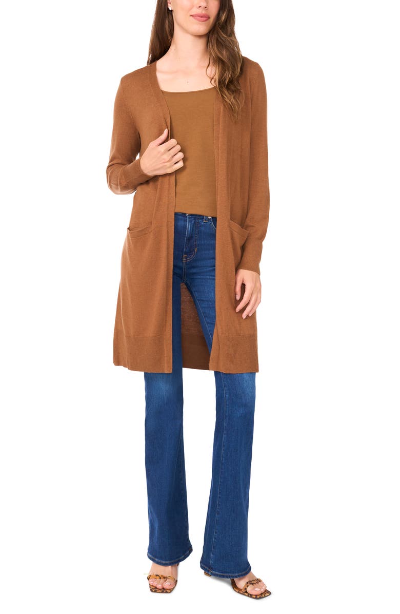 Halogen<sup>®</sup> Open Front Longline Cardigan, Alternate, color, Rich Cognac