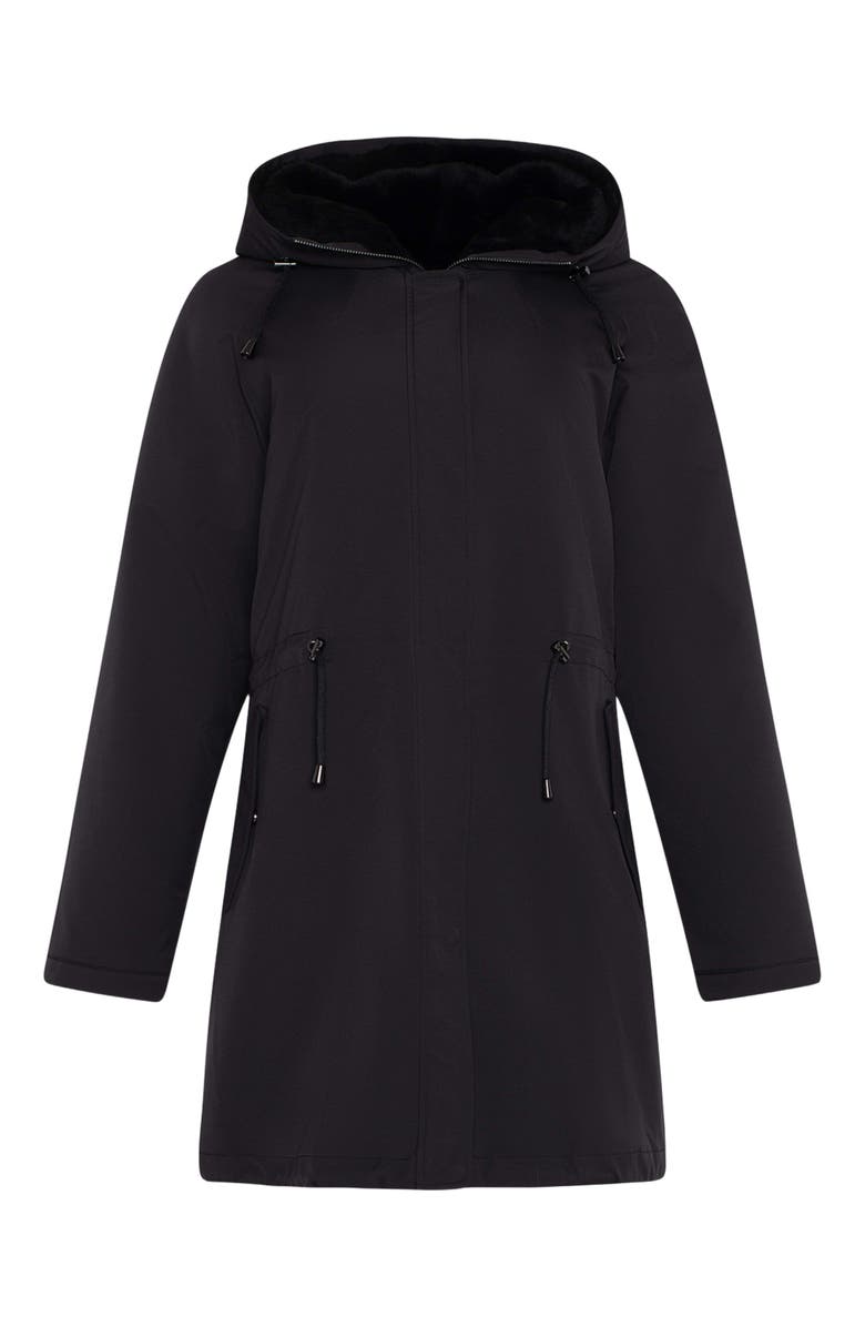 GORSKI Reversible Shearling Hooded Coat, Alternate, color, Black/Black