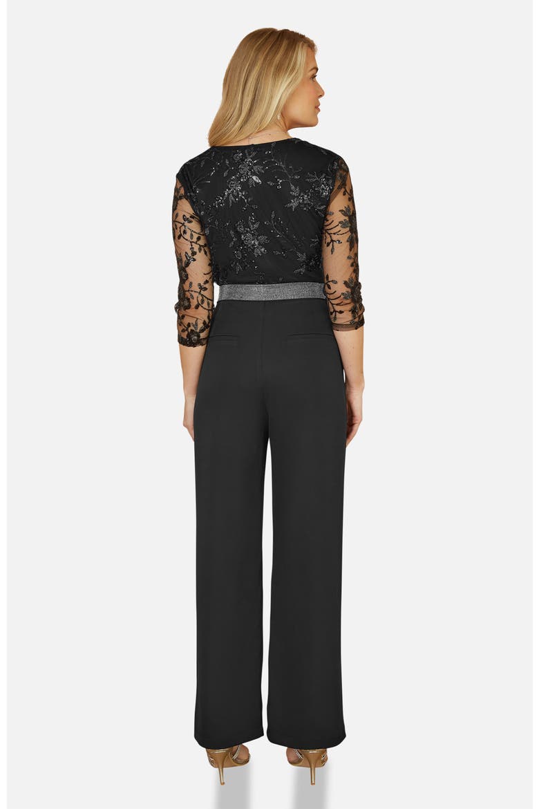 Diamante Waistband Wide Leg Trousers, Alternate, color, Black