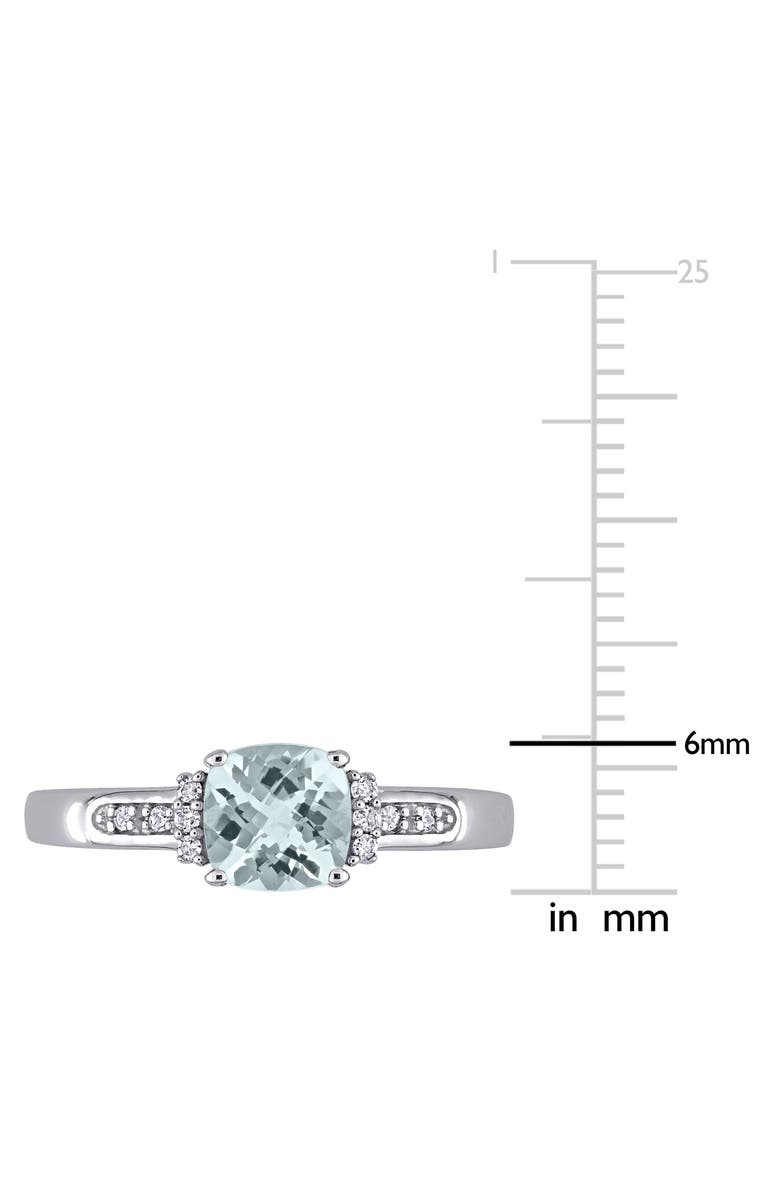DELMAR 10K White Gold Cushion Cut Aquamarine Diamond Ring, Alternate, color, 