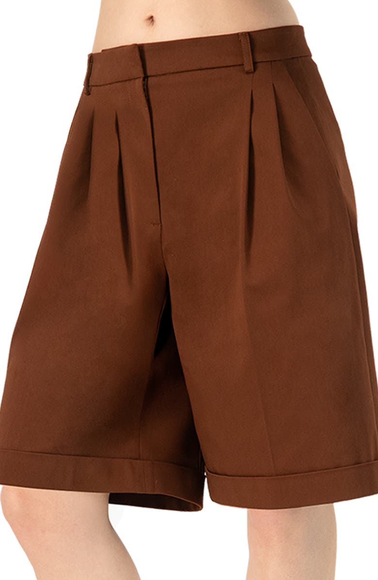 IVONNE Tailored Bermuda Shorts with Pockets, Alternate, color, Brown
