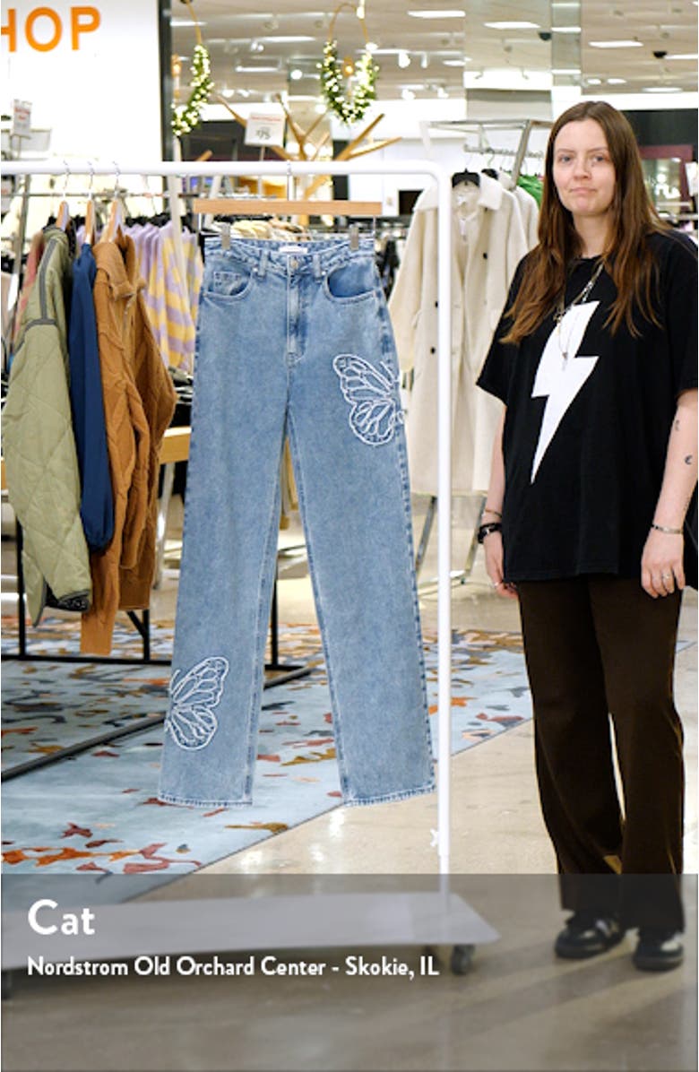 '90s Butterfly Patch Straight Leg Jeans, sales video thumbnail