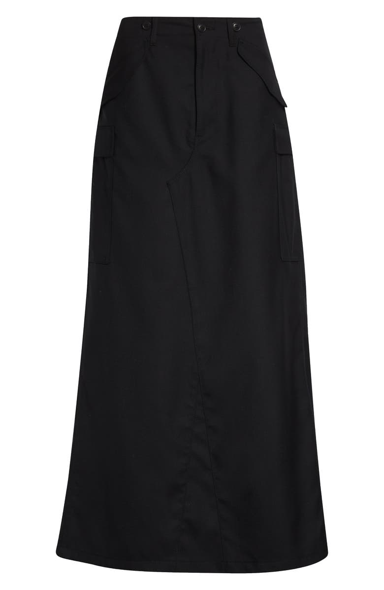 Junya Watanabe Wool Blend Serge Maxi Skirt, Alternate, color, Black