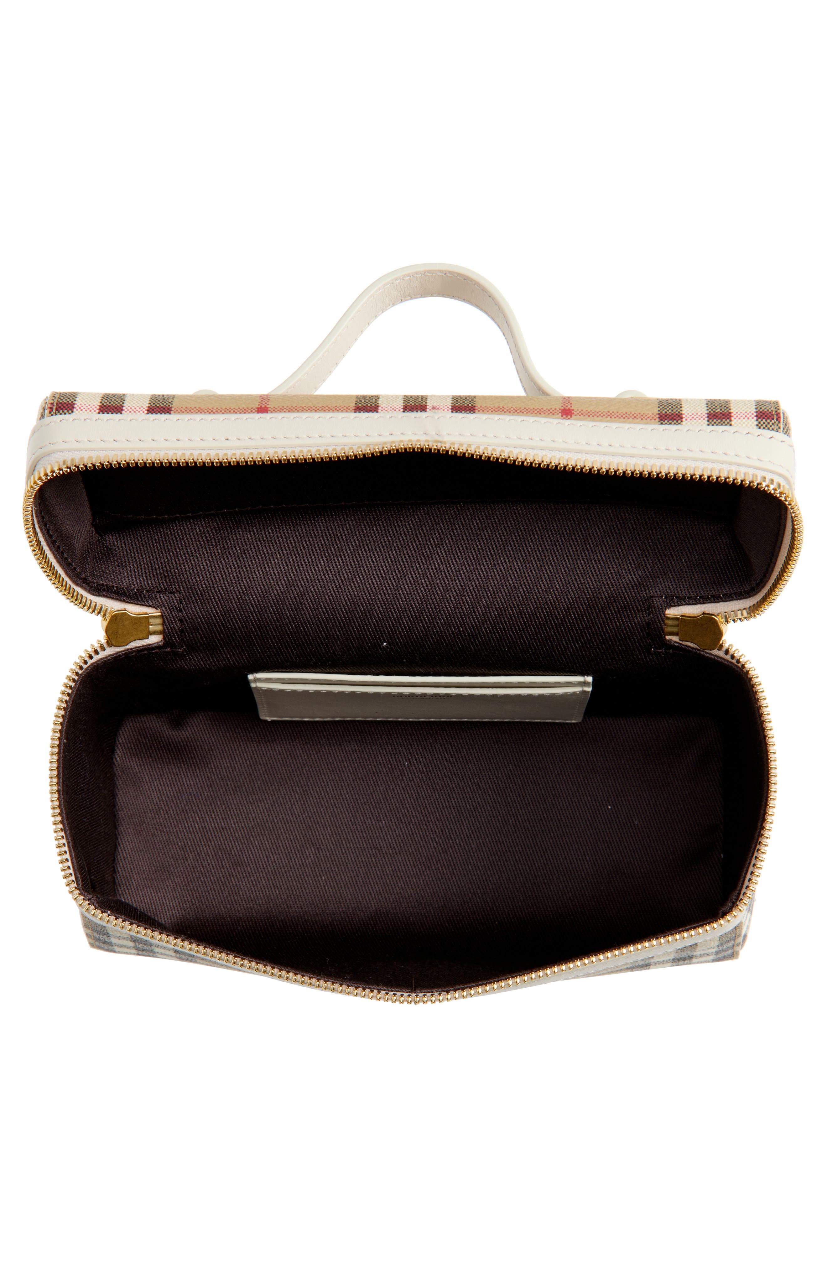 Check Coated Canvas Vanity Case, Alternate, color, VINTAGE CHECK/ SOAP