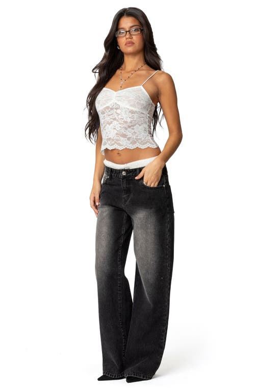 Shop Edikted Rut Floral Lace Tank Top In White