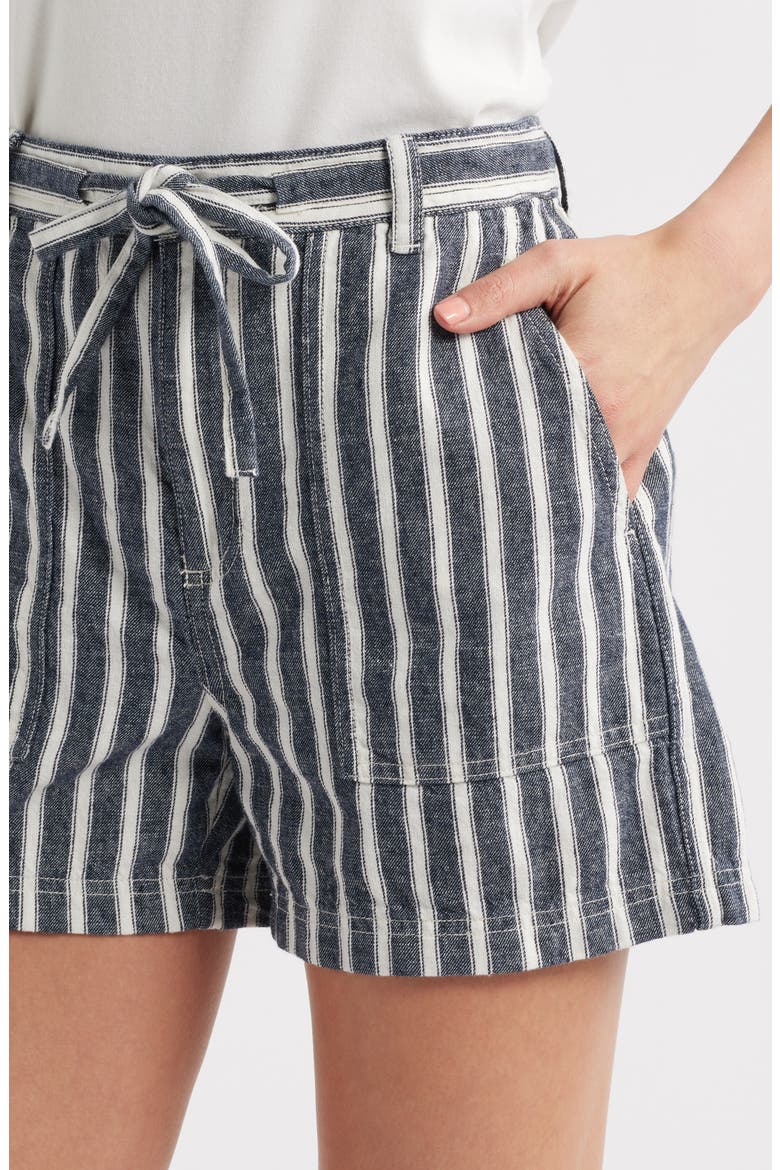 Stripe Pull-On Linen & Cotton Shorts, Alternate, color, STRIPE TWILL