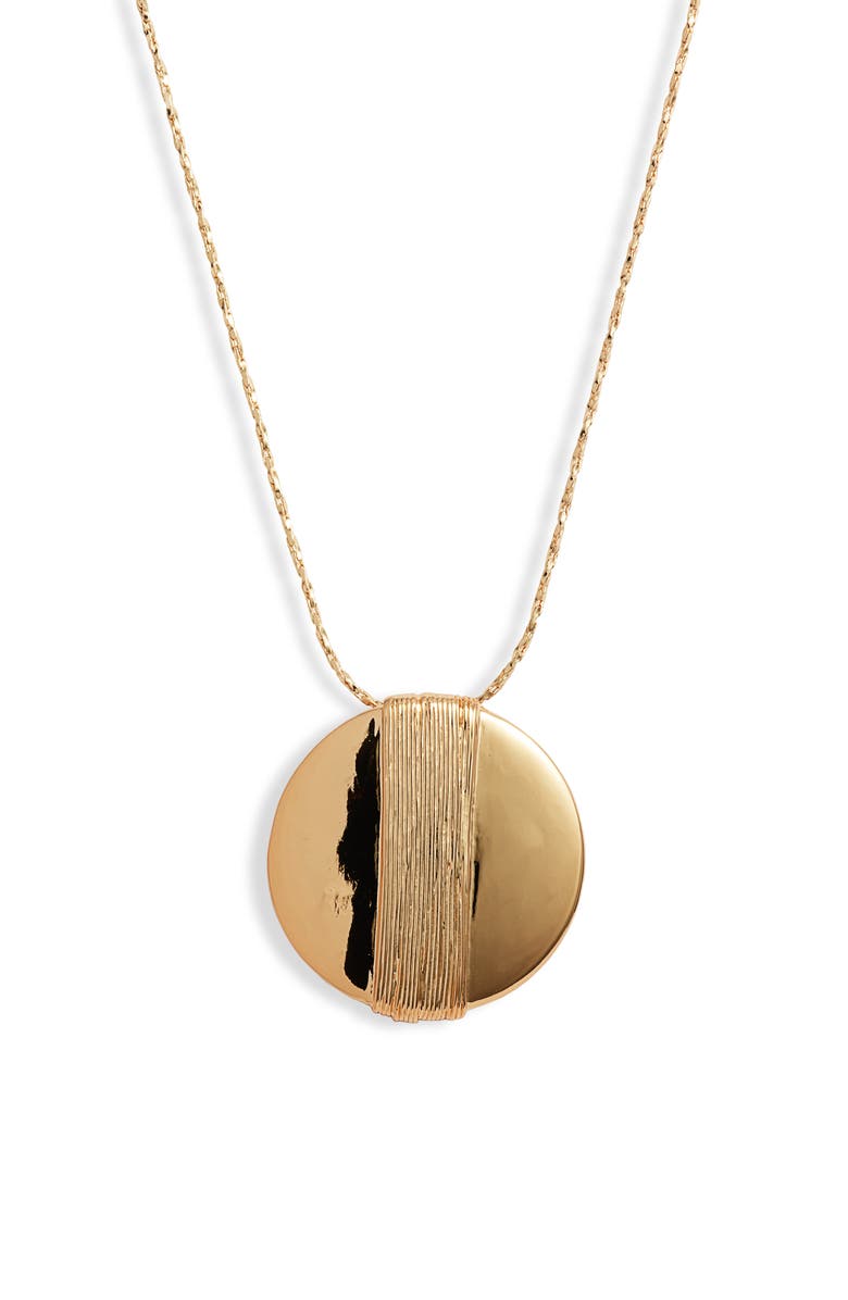 Halogen<sup>®</sup> Textured Disc Pendant Necklace, Alternate, color,