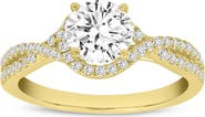 LuvMyJewelry Bijou 14K Yellow Gold Round Cut Lab Grown Diamond Halo Engagement Ring - 2.25 Ct