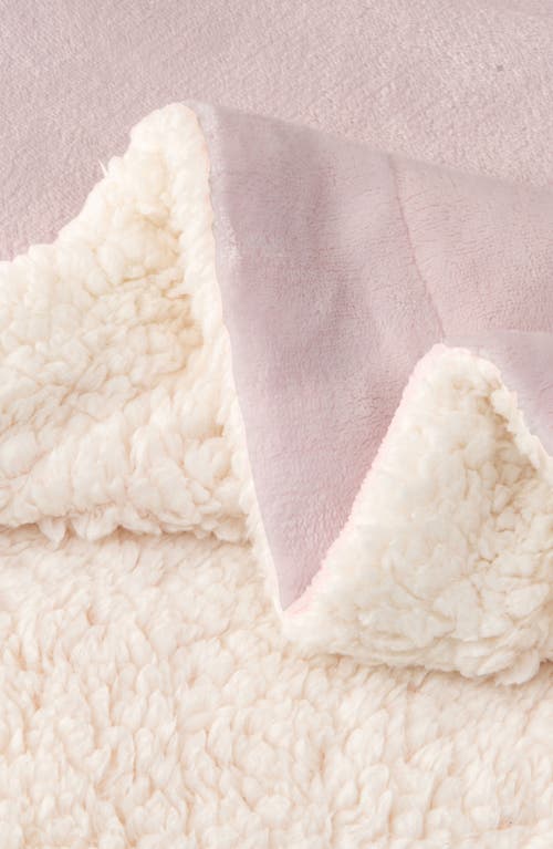 Woven & Weft Faux Shearling Reversible Blanket In Pink
