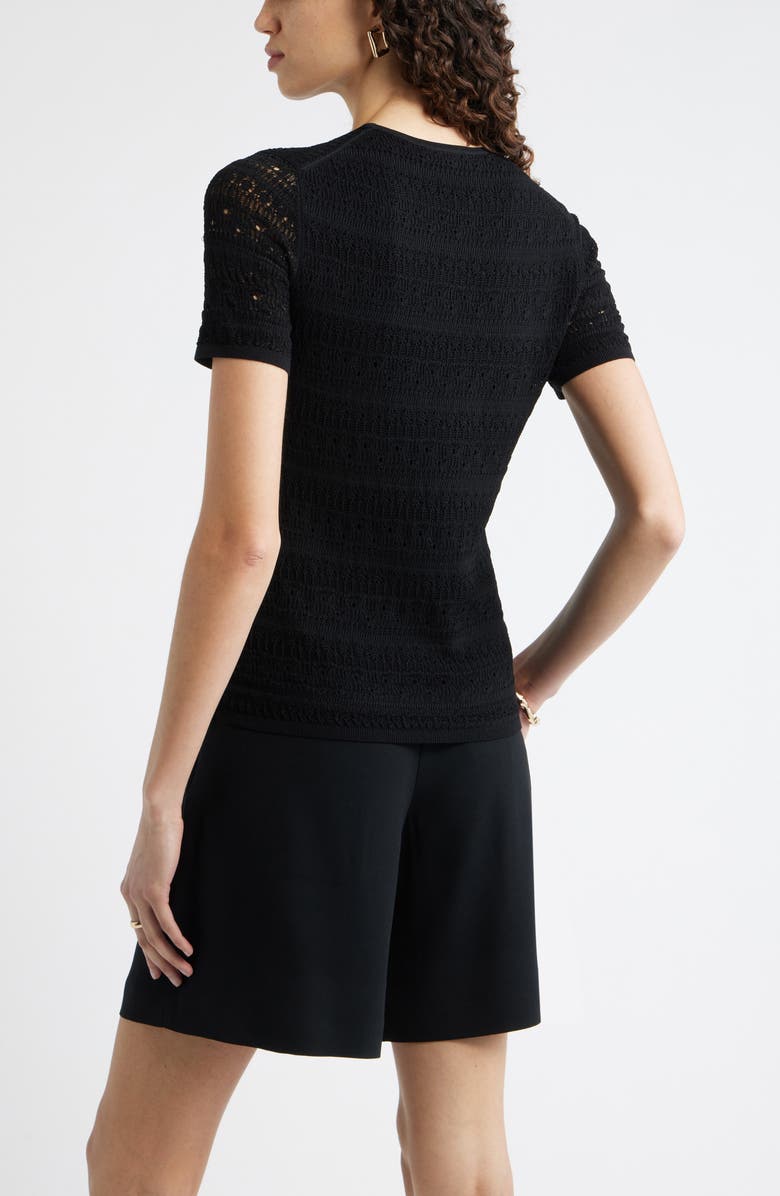 Nordstrom Pointelle Knit Crewneck Sweater, Alternate, color, Black