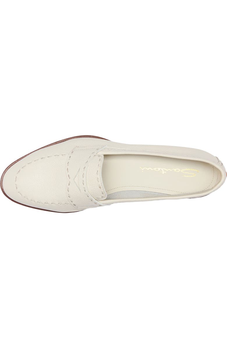 Santoni Women's tumbled leather penny loafer, Alternate, color, White