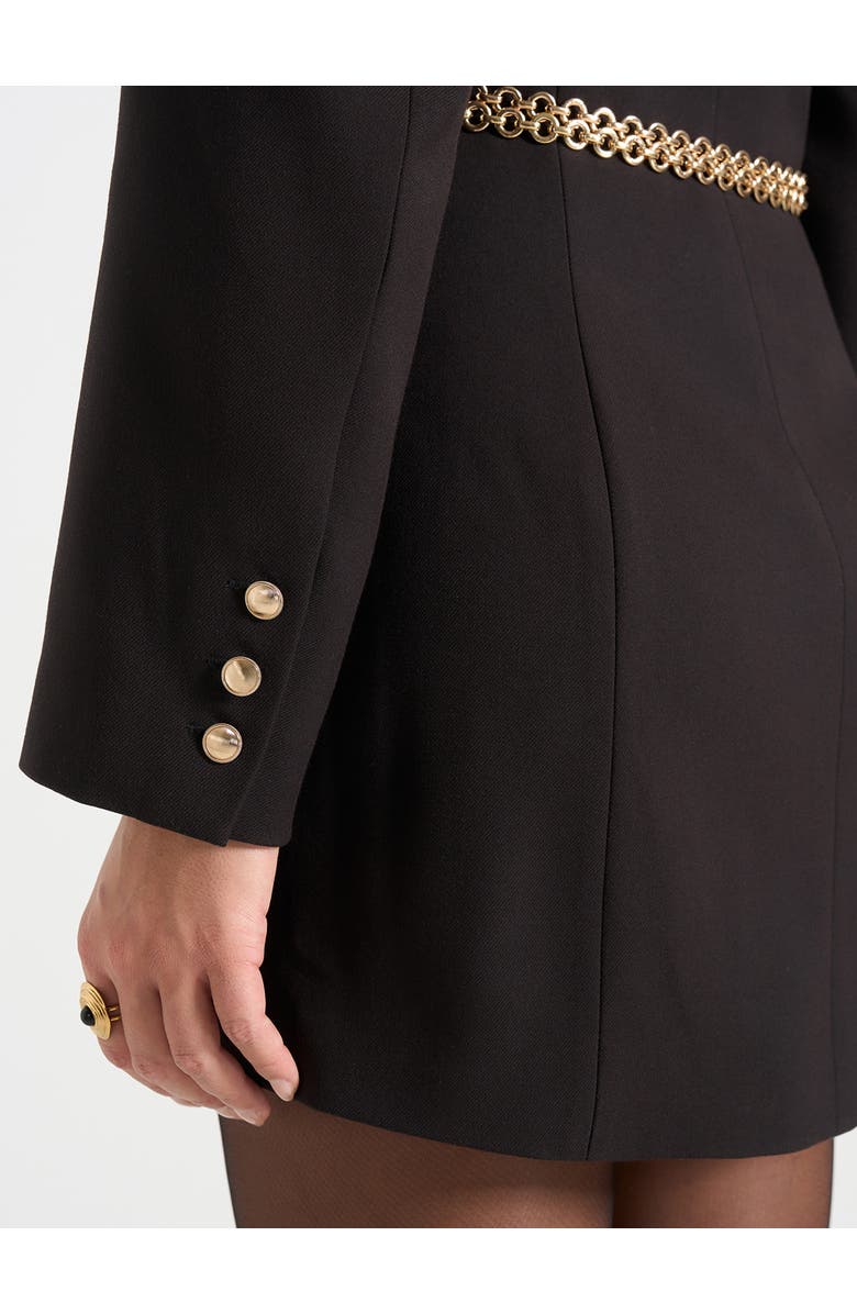 Manière De Voir Zara Double Breasted Blazer Dress With Chain, Alternate, color, Black