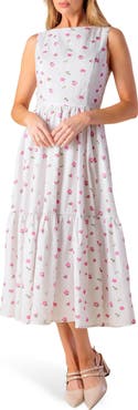FLYING TOMATO Floral Embroidered Eyelet Cotton Blend Fit & Flare Dress