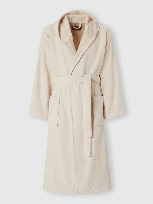 Missoni Home Chalk Bathrobe In Cotton Terry With Zigzag Pattern In Brown