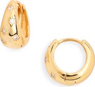 Sterling Forever Cullen Cubic Zirconia Star Hoop Earrings