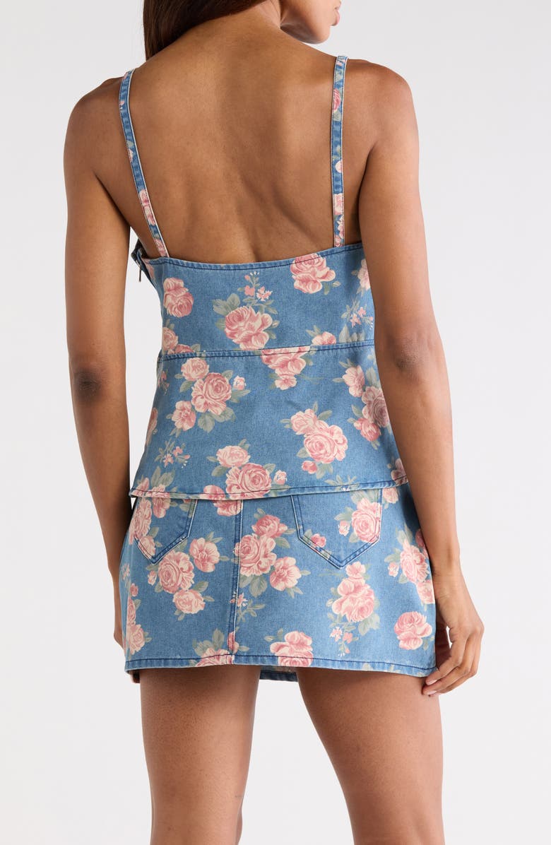 Vigoss Floral Printed Denim Tank, Alternate, color, Med Wash