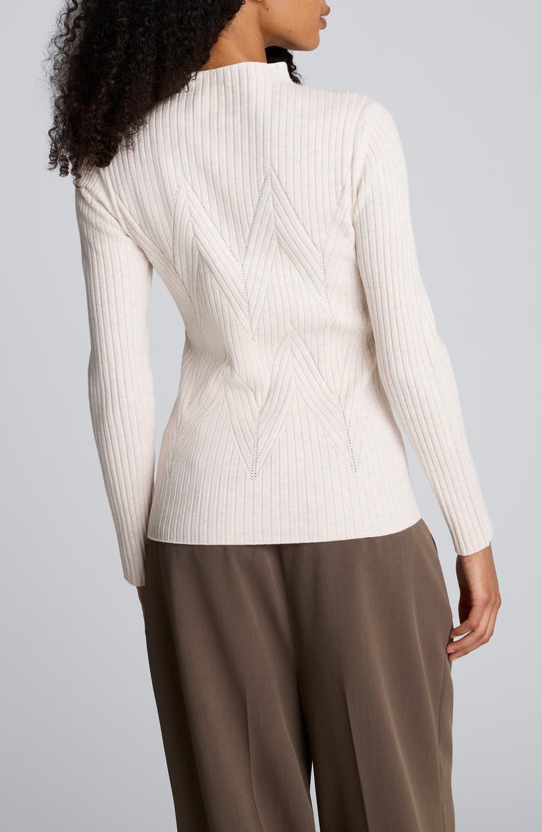 Kenneth Cole Mock Neck Chevron Rib Sweater, Alternate, color, Almond Milk Heather