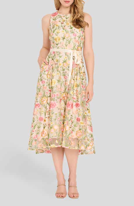 Embroidered Sleeveless Midi Dress