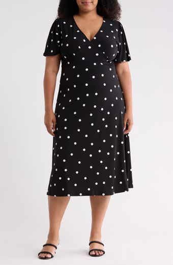 Flutter-Sleeved V-Neck Midi Dress