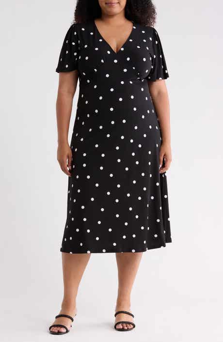 Flutter-Sleeved V-Neck Midi Dress