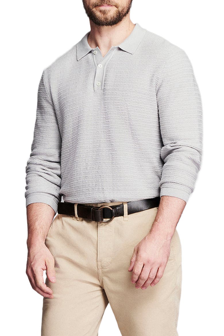 Lachlan Long Sleeve Polo, Main, color, GREY HEATHER