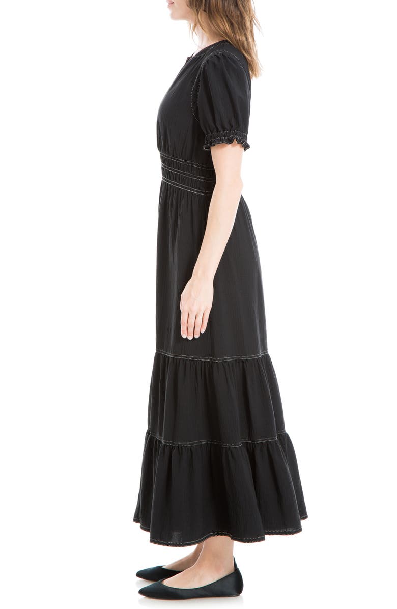 MAX STUDIO Tiered Crepe Maxi Dress, Alternate, color, Black-Black