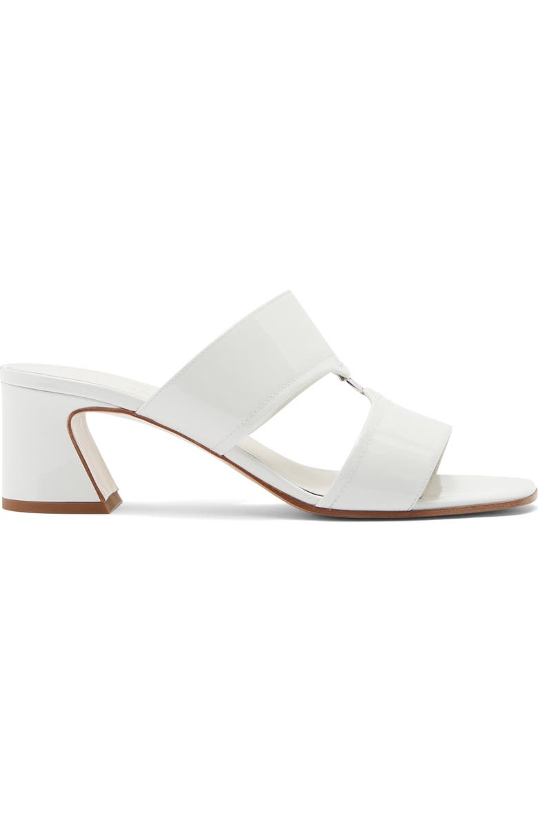 FERRAGAMO Tot 55 Patent Leather Slide Sandal, Alternate, color, White