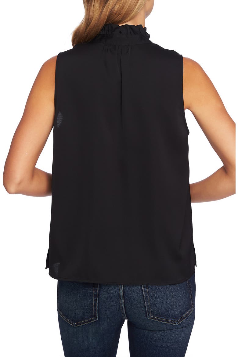 Ruffle Tie Neck Sleeveless Blouse, Alternate, color, RICH BLACK