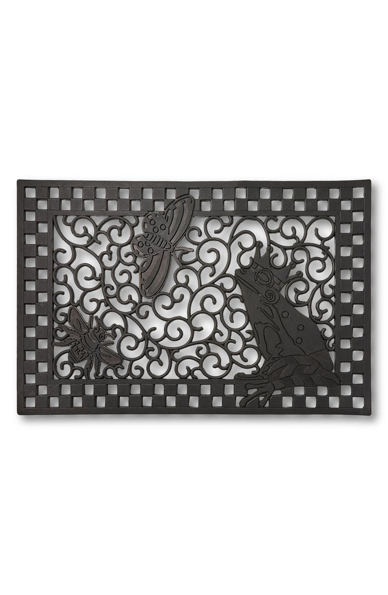 MACKENZIE CHILDS Frog Rubber Entrance Mat, Main, color, Black