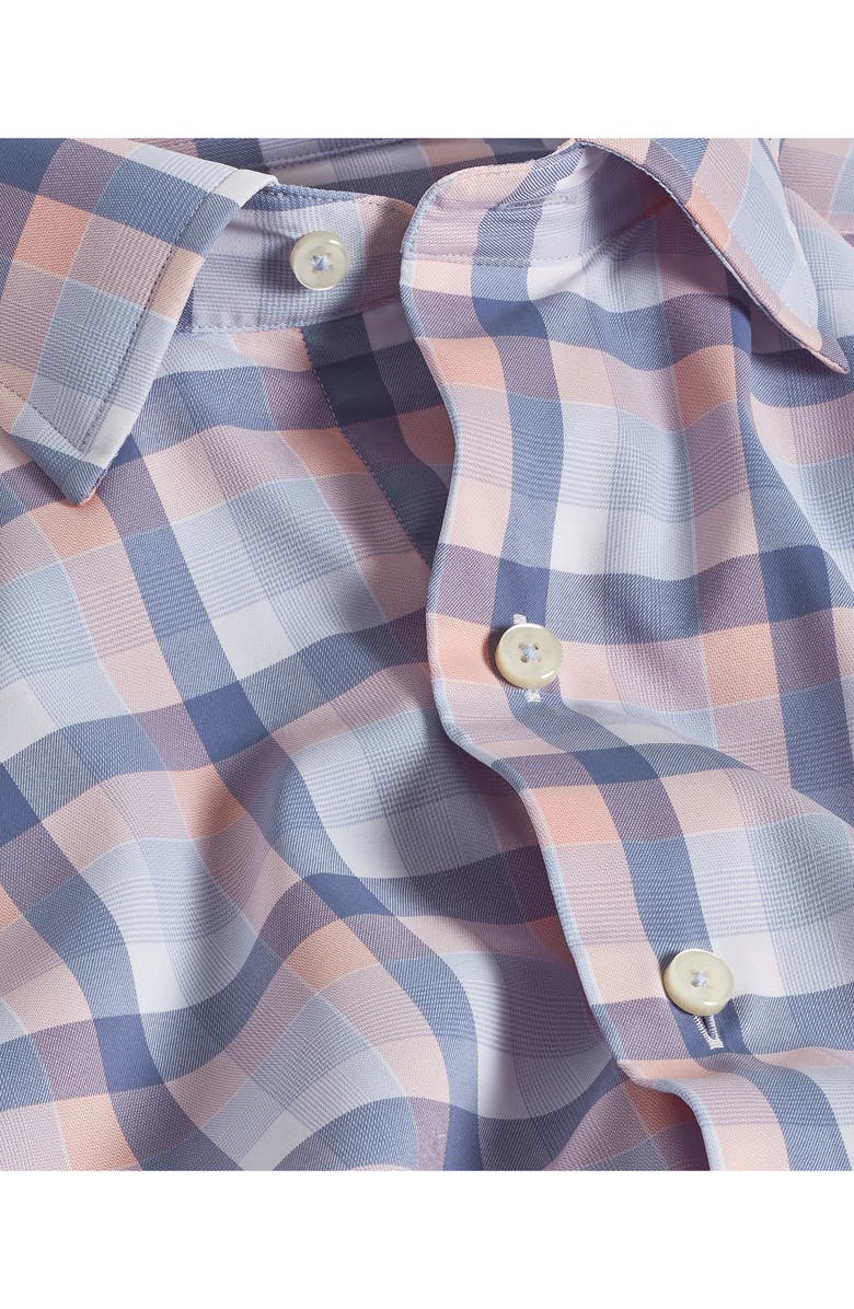David Donahue Plaid Performance Sport Shirt, Alternate, color, Blue/ Melon