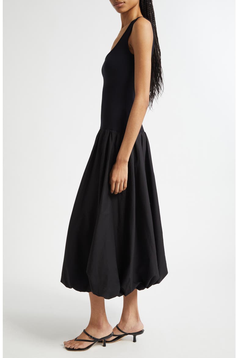 Nera Bubble Hem A-Line Dress, Alternate, color, BLACK