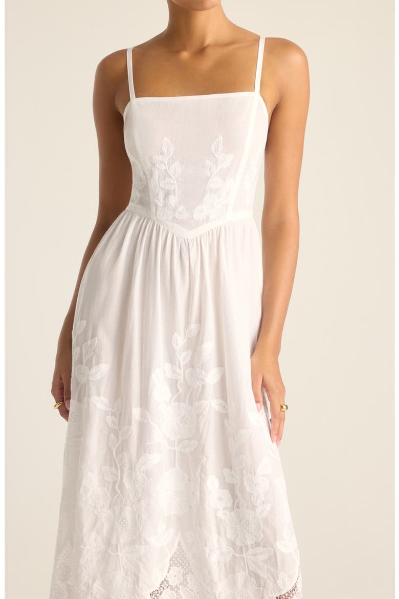 Flora Embroidered Sleeveless Cover-Up Maxi Dress, Alternate, color, WHITE