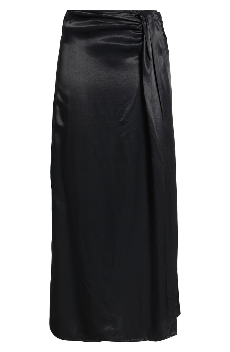 Topshop Ruched Front Vent Satin Maxi Skirt, Alternate, color, 