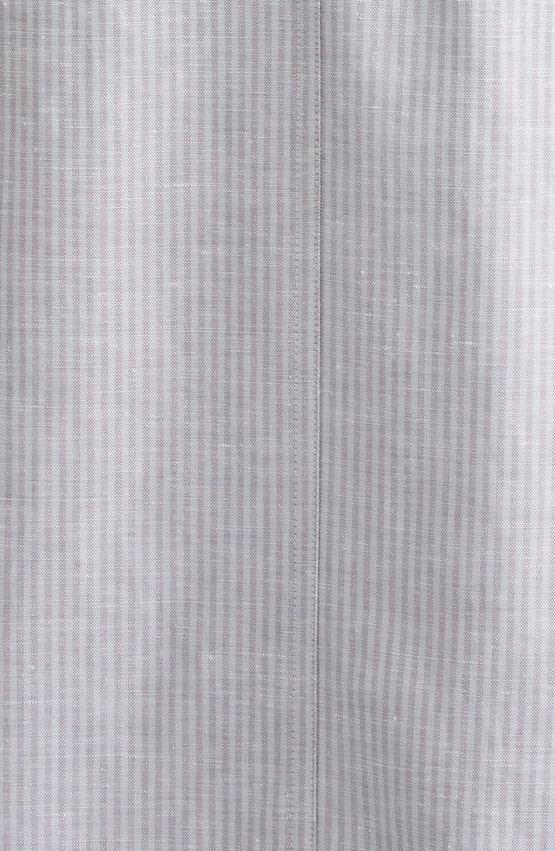 Thom Browne Stripe Bateau Neck Linen Blend Column Dress, Alternate, color, Light Grey