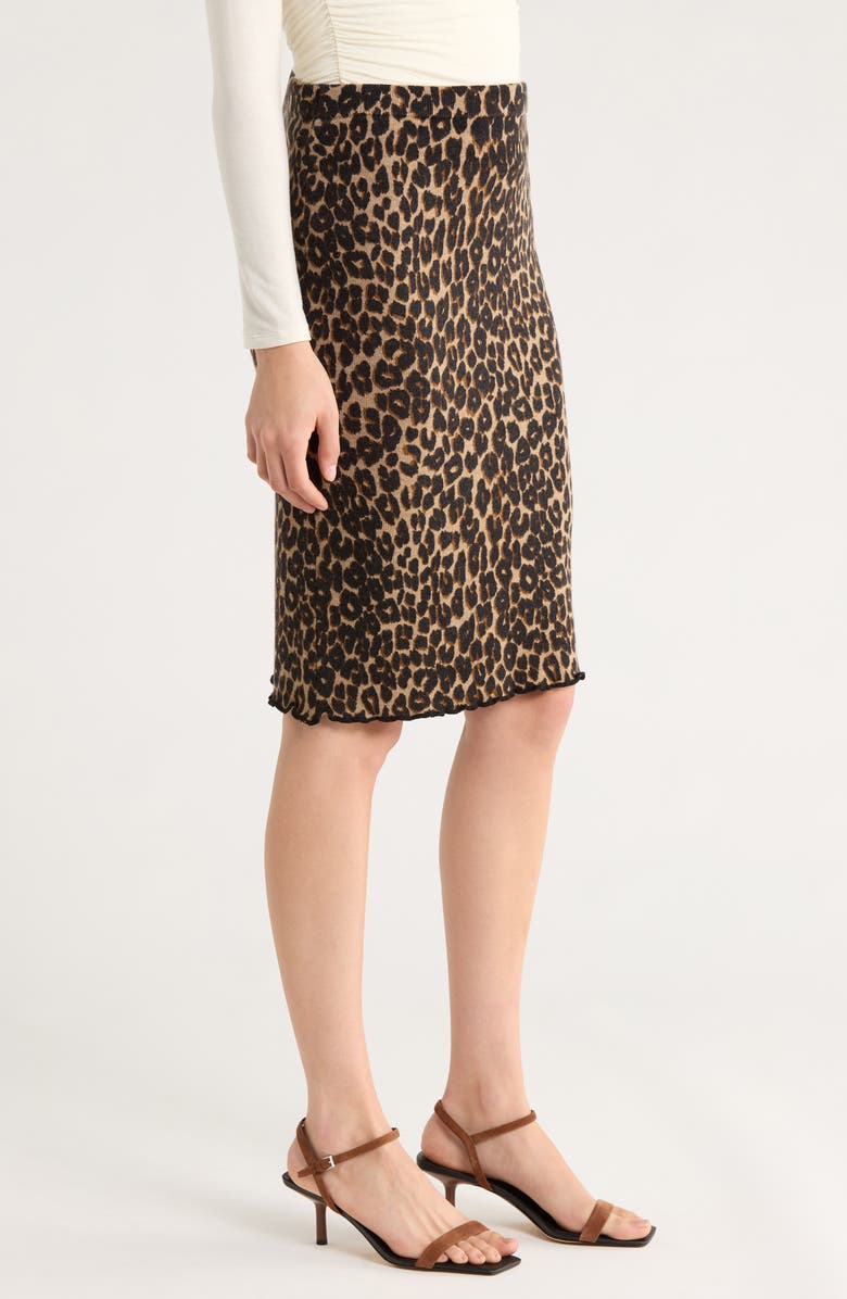 Reformation Nicola Leopard Print Jacquard Wool Skirt, Alternate, color, Leopard