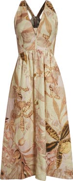 Reiss NYBG Anna Fit & Flare Linen Halter Dress | Nordstrom