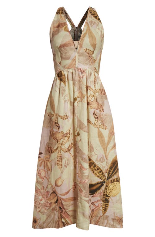 Shop Reiss Nybg Anna Fit & Flare Linen Halter Dress In Neutral