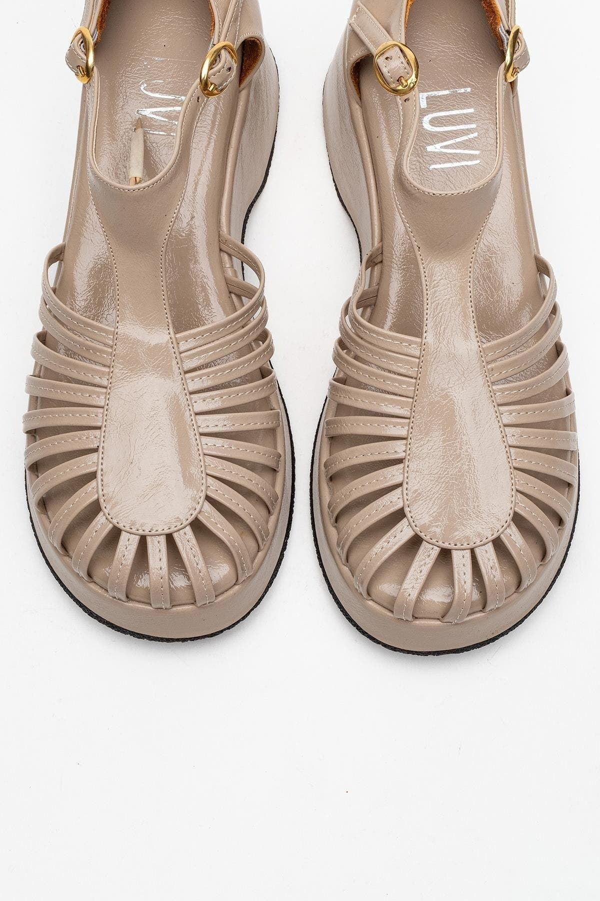 Prologue Shoes Aniel Platform Wedge Sandal, Alternate, color, Beige Faux Leather