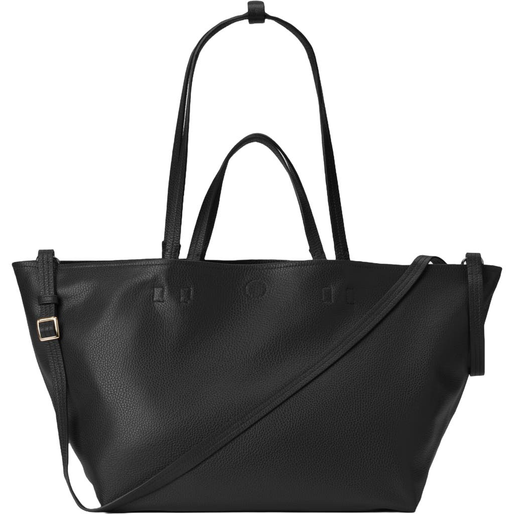 Hyer Goods Leather Mercato Soft Tote In Black