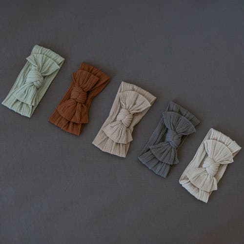 Parker Baby Co. Cable Knit Knotted Headbands In Pebble Set