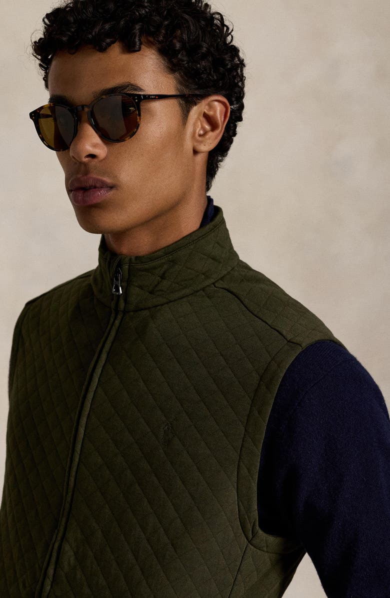 Polo Ralph Lauren Micro Quilted Cotton Zip-Up Vest, Alternate, color, Company Olive