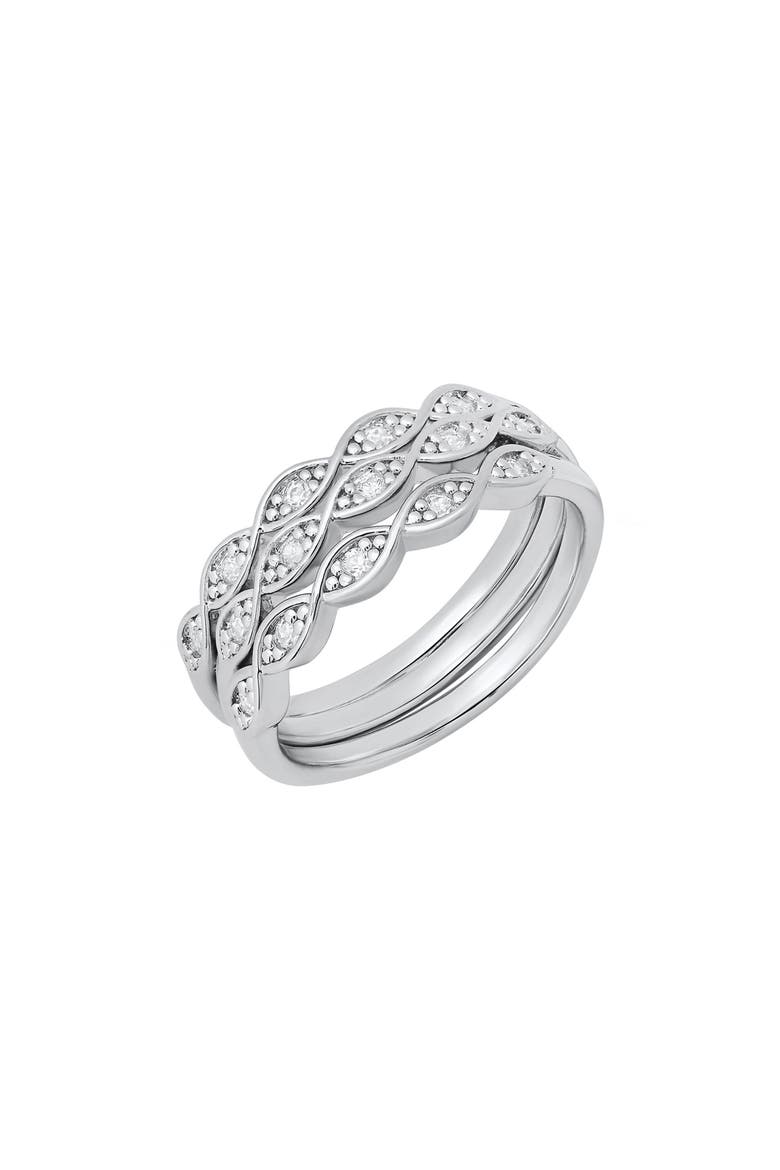Round Simulated Diamond Stacked Ring, Alternate, color, SILVER
