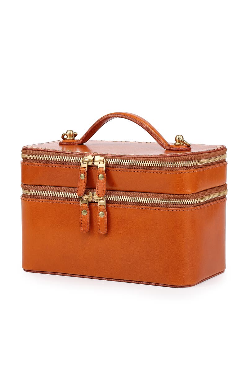 OLD TREND Ixia Genuine Leather Vanity Mini Trunk, Alternate, color, Caramel