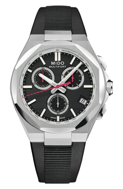 Multifort 8 One Crown Chronograph Automatic Rubber Strap Watch, 40mm
